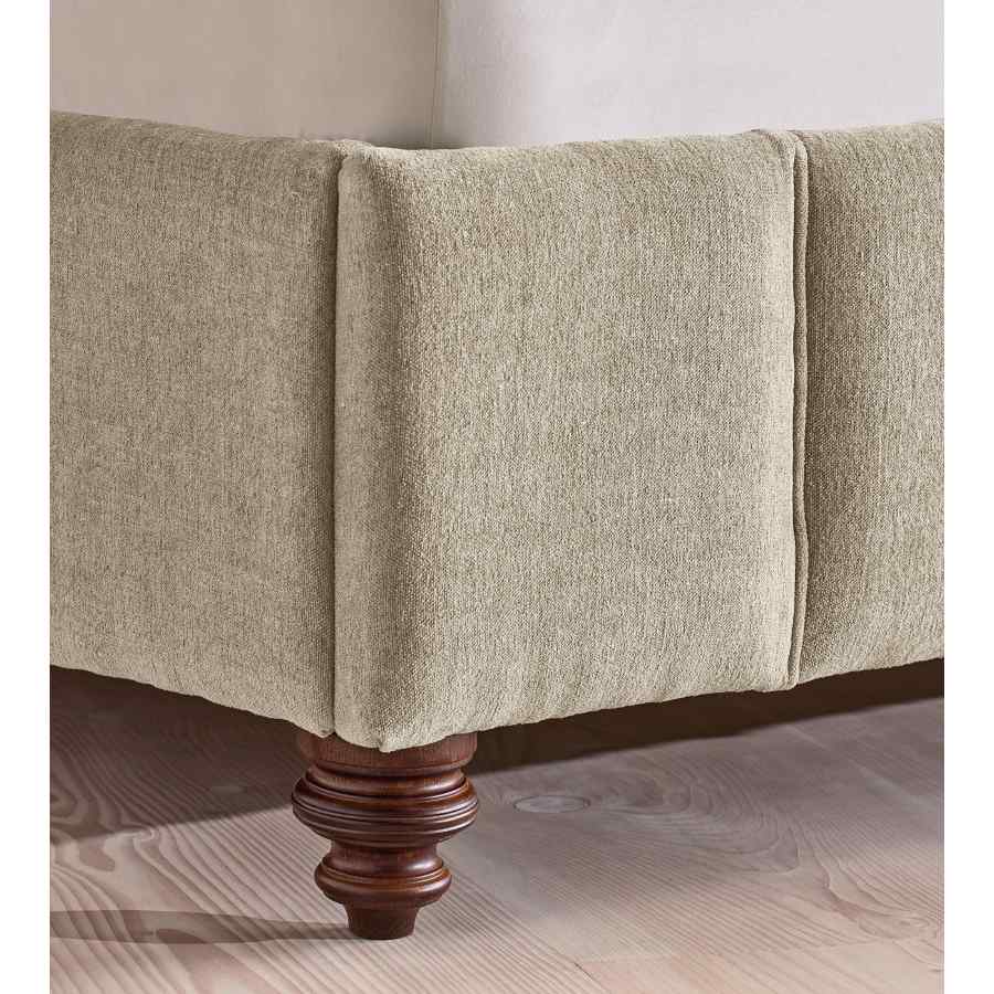 Manette bed in linen chenille stone by Soho Home