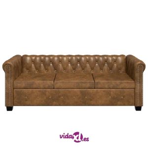 Sofá Chesterfield de cuero de VidaXL