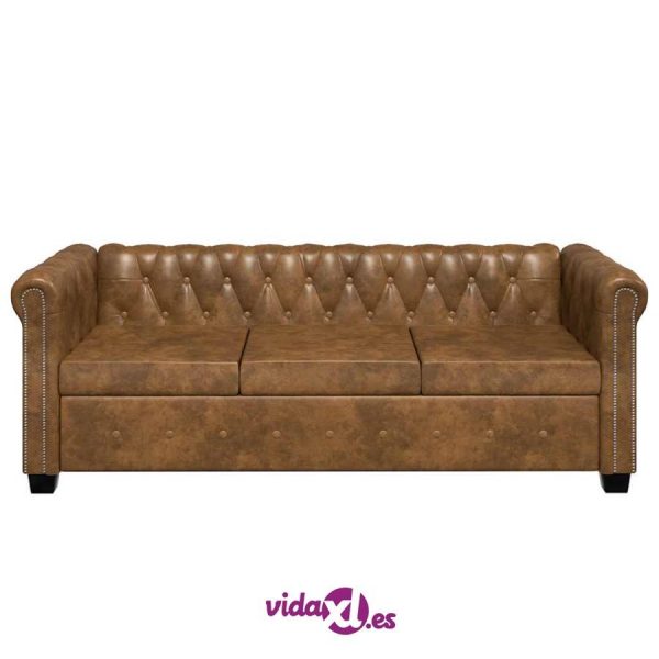Sofá Chesterfield de cuero de VidaXL