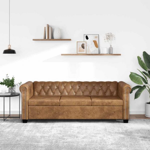 Sofá Chesterfield de cuero de VidaXL