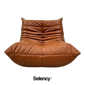 Fauteil vintage Togo en cuir de Michel Ducaroy