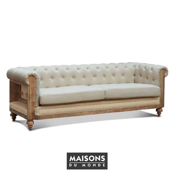 Sofá Chesterfield Montaigu de lino de PIB Paris