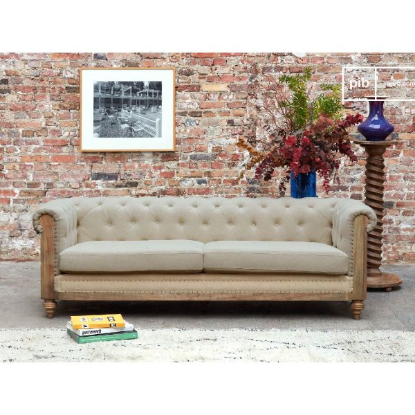 Sofá Chesterfield Montaigu de lino de PIB Paris