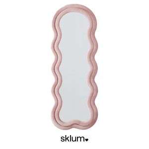 Espejo Evelyn de terciopelo rosa de Sklum