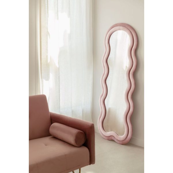 Espejo Evelyn de terciopelo rosa de Sklum
