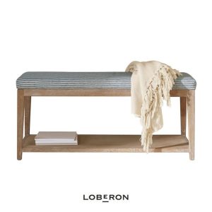 Banco Stormhavn de madera y lino de Loberon