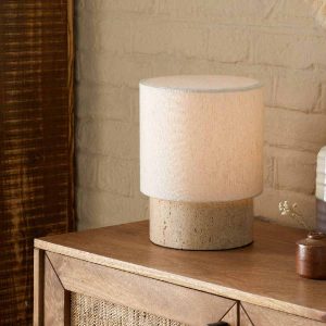 Travertine table lamp by French