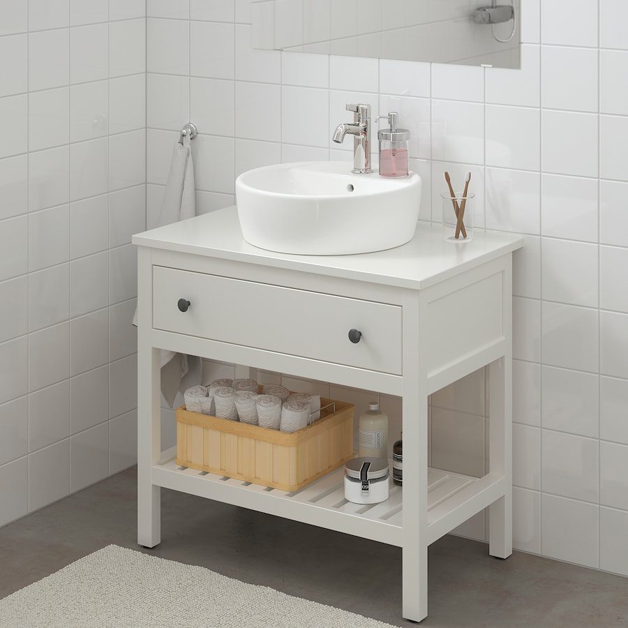 Mueble de baño color blanco con lavabo + espejo ancho 76cm