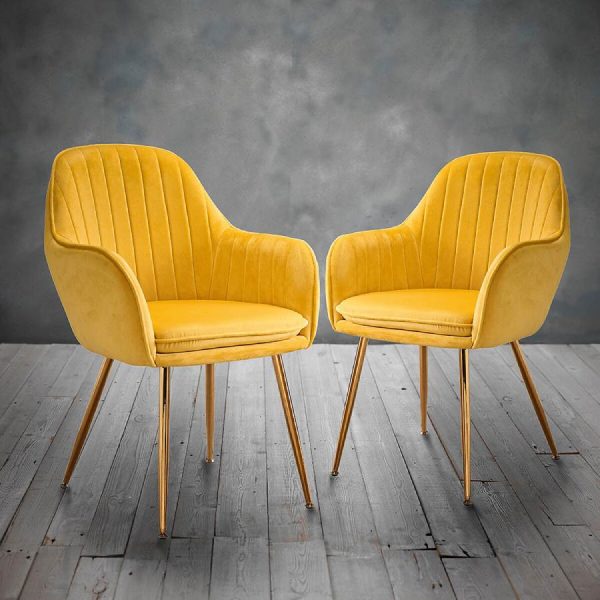 Yellow velvet dining chairs