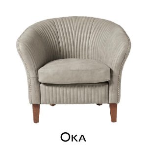 Crosby grey leather armchair by OKA
