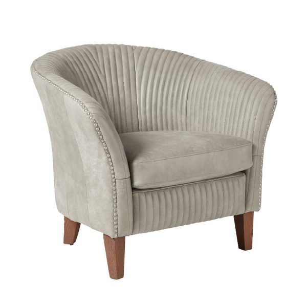 Crosby grey leather armchair by OKA