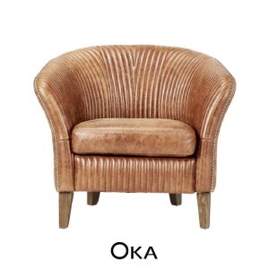 Crosby aged leather armchair by OKA