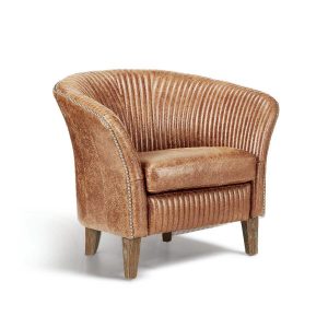 Crosby aged leather armchair by OKA