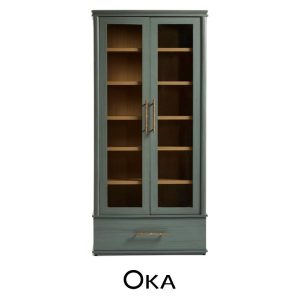 Herbert cabinet in seafoam green wood by OKA
