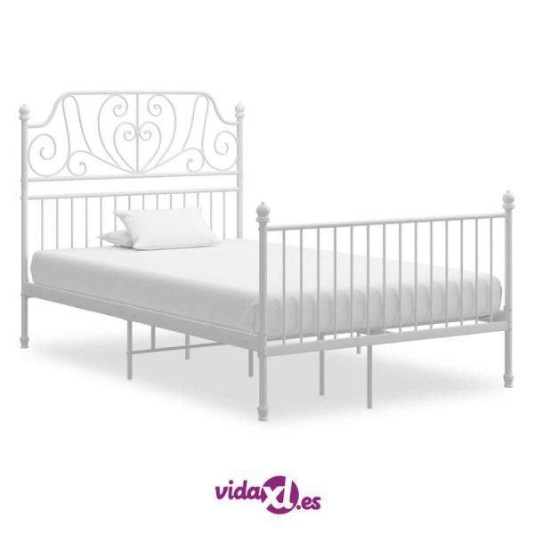 Cama doble de metal blanco de VidaXL