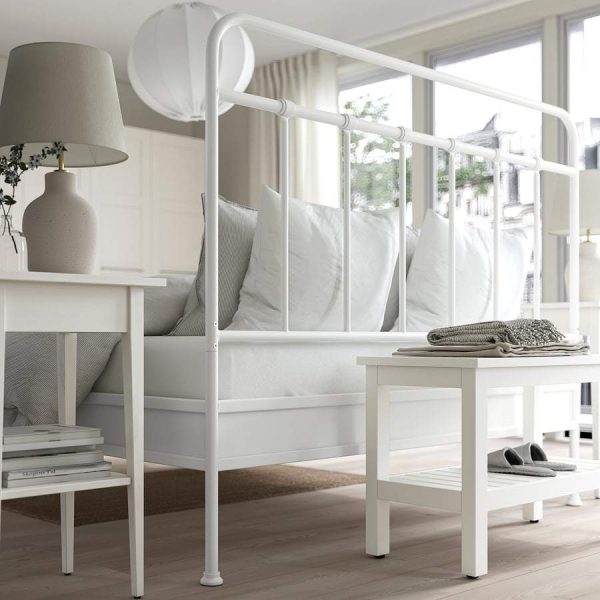 Cama doble Stjärnö de metal blanco de Ikea