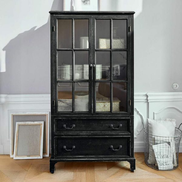 Vitrine noir Jarrowfield en bois de Loberon
