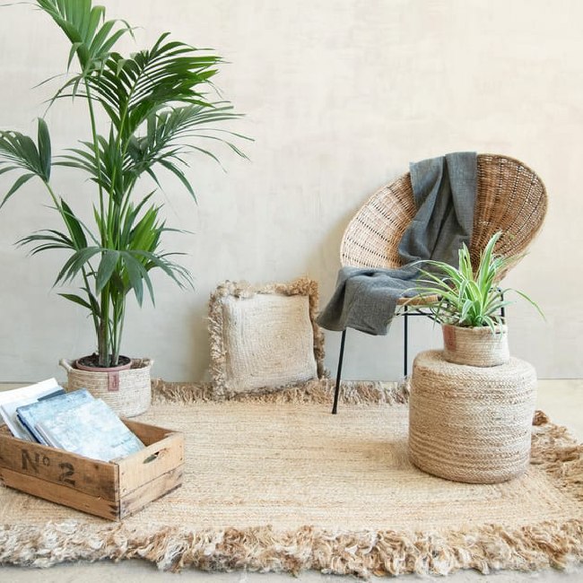 Alfombra cuadrada de yute