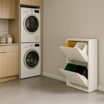 Armario de reciclaje de metal blanco