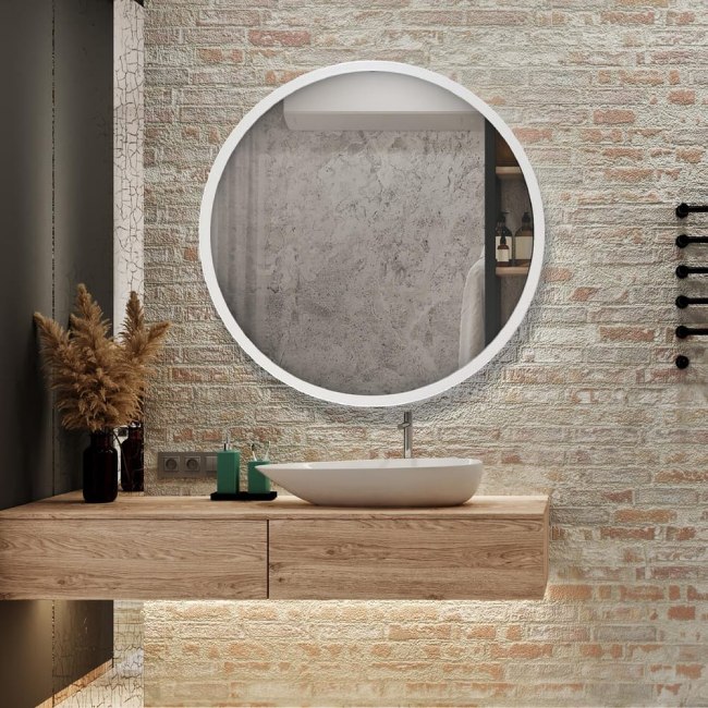 Espejo redondo blanco