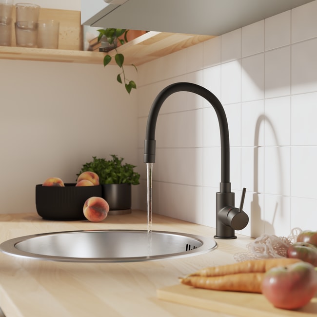 Grifo de cocina flexible negro