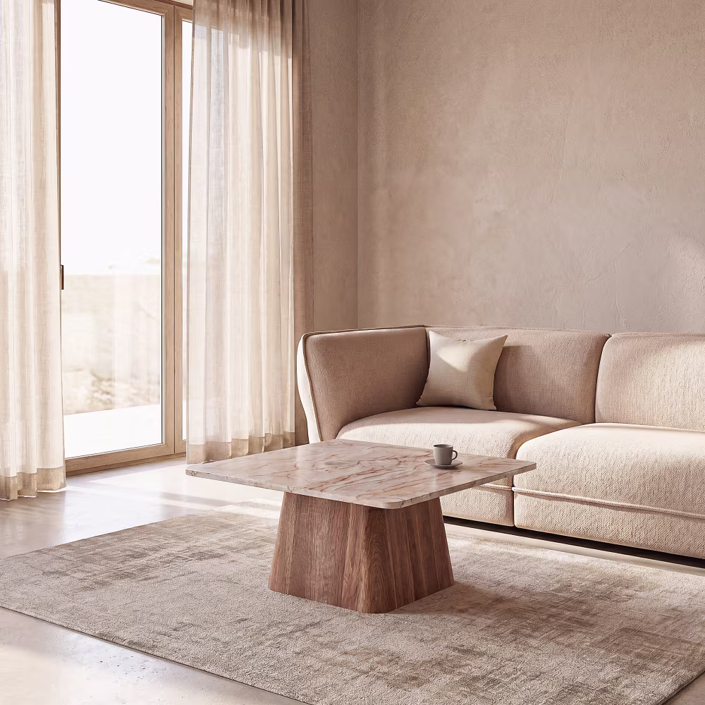 Alfombra vintage en jacquard beige Feel